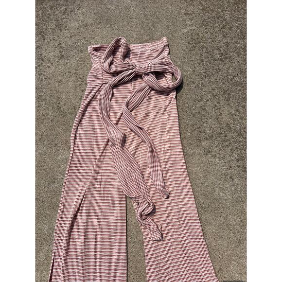 Endless Blu Jumpsuit Women Size Small Plaid Front Tie Sleeveless Wide Leg USA - Picture 5 of 5